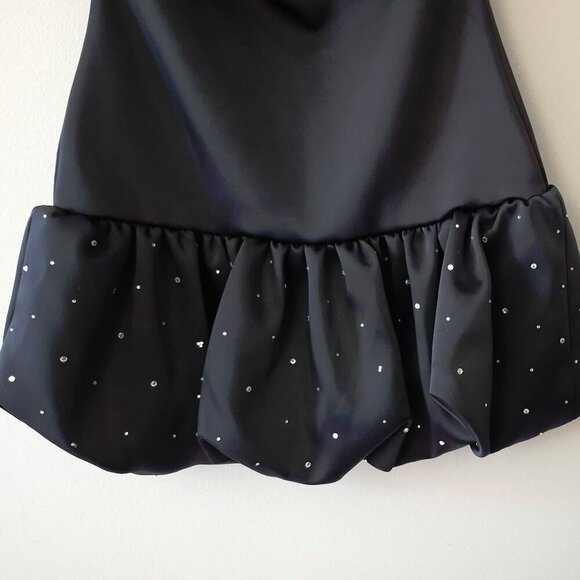 NWT Zara satin effect rhinestone applique balloon hem mini dress, XS - Picture 14 of 14